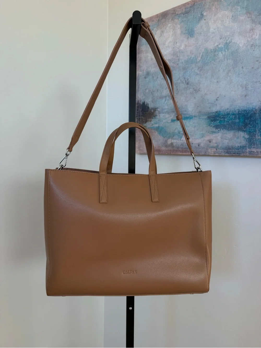 CALPAK Haven 16 Laptop Tote Bag Toffee Brown Tan Work Travel Commuter Office